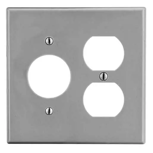 Image of P78GY Wallplate, 2-Gang, 1) Duplex 1) 1.40" Opening, Gray