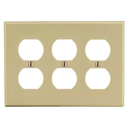 Image of P83I Wallplate, 3-Gang, 3) Duplex, Ivory