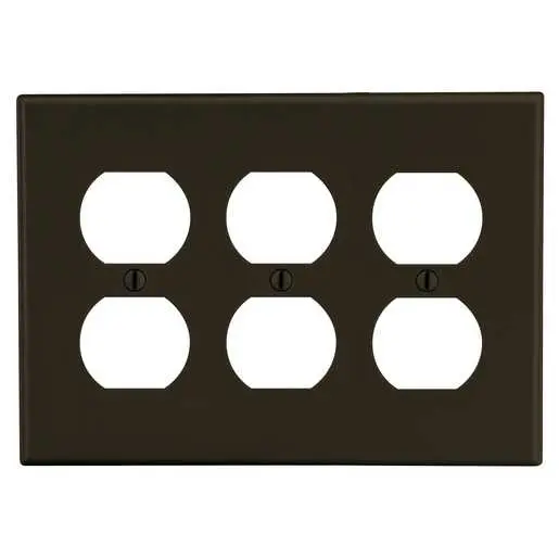 Image of P83 Wallplate, 3-Gang, 3) Duplex, Brown