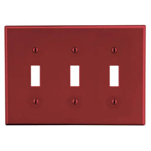 Image of PJ3R Wallplate, Mid-Size 3-Gang, 3) Toggle, Red