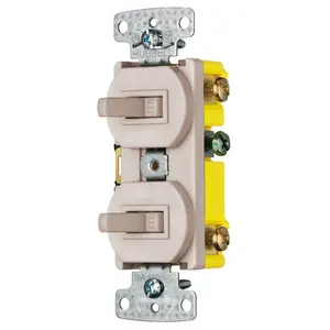 Image of RC101AL Switches and Lighting Controls, Combination Devices, Residential Grade, 2) Single Pole Toggles, 15A 120V AC, Self Grounding, Side Wired, Brown