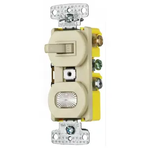 Image of RC309I Combination Devices, Residential Grade, 1) Three Way Toggle, 1) Pilot Light, 15A 120V AC, Self Grounding, Side Wired