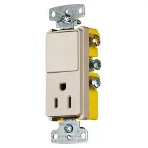 Image of RCD108AL Combination Devices, Residential Grade, Decorator Series, 1) Single Pole Rocker, 1) Single Receptacle, 15A 120V AC, Side Wired