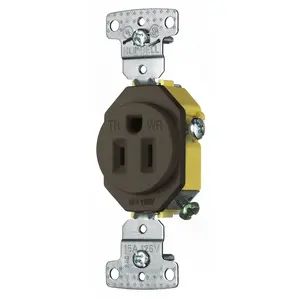 Image of RR151WRTR TradeSelect, Straight Blade, Single Receptacle, Weather and Tamper Resistant, 15A 125V, 2-Pole 3-Wire Grounding, 5-15R, Brown