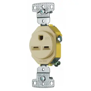 Image of RR155IWR TradeSelect, Straight Blade, Single Receptacle, Weather Resistant, 15A 250V, 2-Pole 3-Wire Grounding, 6-15R, Ivory