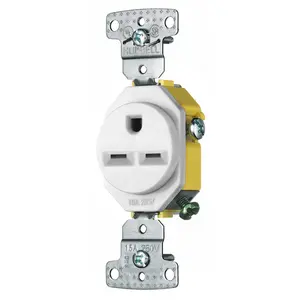 Image of RR155W TradeSelect, Straight Blade Devices, Receptacles, Residential Grade, Single, 15A 250V, 2-Pole 3-Wire Grounding, 6-15R, White