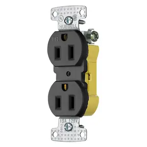 Image of RR15EBKTR TradeSelect, Straight Blade, Duplex Receptacle, Tamper Resistant, Push Terminals, 15A 125V, 2-Pole 3-Wire Grounding, 5-15R, Black