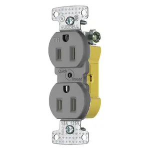 Image of RR15EQGYTR TradeSelect, Straight Blade, Duplex Receptacle, Tamper Resistant, Quick Wire Push Terminals, 15A 125V, 2- Pole 3-Wire Grounding, 5-15R, Gray