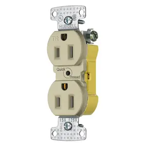 Image of RR15EQITR TradeSelect, Straight Blade, Duplex Receptacle, Tamper Resistant, Quick Wire Push Terminals, 15A 125V, 2- Pole 3-Wire Grounding, 5-15R, Ivory