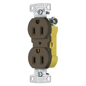 Image of RR15ETR TradeSelect, Straight Blade, Duplex Receptacle, Tamper Resistant, Push Terminals, 15A 125V, 2-Pole 3-Wire Grounding, 5-15R, Brown