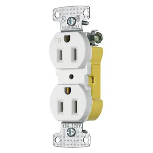 Image of RR15EWTR TradeSelect, Straight Blade, Duplex Receptacle, Tamper Resistant, Push Terminals, 15A 125V, 2-Pole 3-Wire Grounding, 5-15R, White