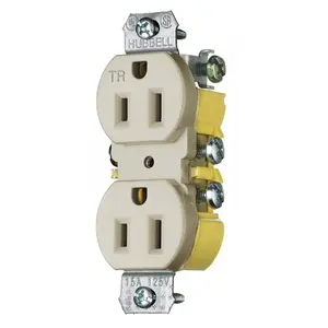 Image of RR15KITR TradeSelect, Straight Blade, Duplex Receptacle, Tamper Resistant, Cut Ears, 15A 125V, 2-Pole 3-Wire Grounding, 5-15R, Ivory