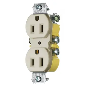 Image of RR15KI TradeSelect, Straight Blade, Duplex Receptacle, Cut Ears, 15A 125V, 2-Pole 3-Wire Grounding, 5-15R, White