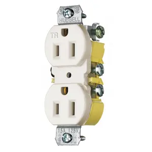 Image of RR15KLATR TradeSelect, Straight Blade, Duplex Receptacle, Tamper Resistant, Cut Ears, 15A 125V, 2-Pole 3-Wire Grounding, 5-15R, Light Almond