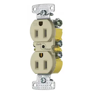 Image of RR15QITR TradeSelect, Straight Blade Receptacles, Residential Grade, 15A 125V, 2-Pole 3-Wire Grounding, 5-15R, 8 Hole Push-In Wiring, Light Almond