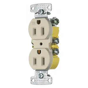 Image of RR15SALTR TradeSelect, Straight Blade Receptacles, Residential Grade, Tamper Resistant Duplex, 15A 125V, 2- Pole 3-Wire Grounding, 5-15R, Self Grounding, Almond