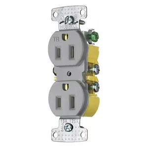 Image of RR15SGYTR TradeSelect, Straight Blade, Duplex Receptacle, Tamper Resistant, 15A 125V, 2-Pole 3-Wire Grounding, 5-15R, Gray