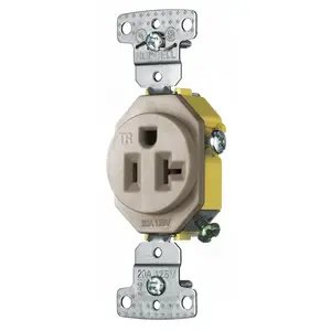 Image of RR201ALTR TradeSelect, Straight Blade Residential Grade Receptacles, Tamper Resistant Single, 20A 125V, 2- Pole 3-Wire Grounding, 5-20R, Self Grounding, Almond