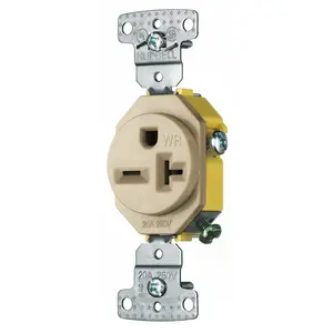 Image of RR205ALWR TradeSelect, Straight Blade, Single Receptacle, Weather Resistant, 20A 250V, 2-Pole 3-Wire Grounding, 6-20R, Almond