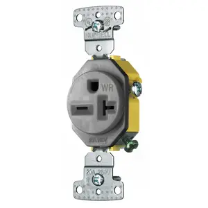 Image of RR205GYWR TradeSelect, Straight Blade, SingleReceptacle, Weather Resistant, 20A 250V, 2-Pole 3-Wire Grounding, 6-20R, Gray