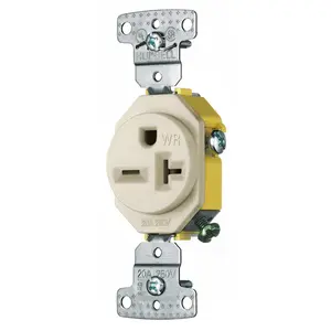 Image of RR205LAWR TradeSelect, Straight Blade, Single Receptacle, Weather Resistant, 20A 250V, 2-Pole 3-Wire Grounding, 6-20R, Light Almond