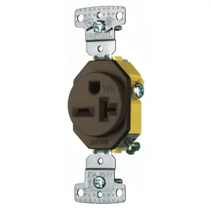 Image of RR205WR TradeSelect, Straight Blade, Single Receptacle, Weather Resistant, 20A 250V, 2-Pole 3-Wire Grounding, 6-20R, Brown