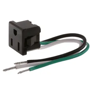 Image of RR374 TradeSelect, Straight Blade, Single Receptacle, Snap-In, 15A 125V, 2-Pole 3-Wire, 5-15, Black