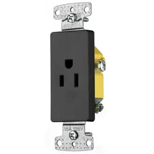 Image of RRD151BK TradeSelect, Straight Blade, Single Decorator Receptacle, Self Grounding, 15A 125V, 2-Pole 3-Wire Grounding, 5-15R, Black