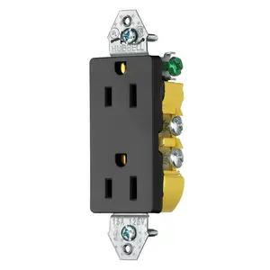 Image of RRD15KBK TradeSelect, Straight Blade, Decorator Duplex Receptacle, Less Ears, 15A 125V, 2-Pole 3-Wire Grounding, 5-15R, Black