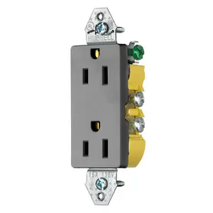 Image of RRD15KGY TradeSelect, Straight Blade, Decorator Duplex Receptacle, Less Ears, 15A 125V, 2-Pole 3-Wire Grounding, 5-15R, Gray