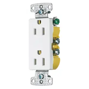 Image of RRD15SW TradeSelect, Straight Blade Devices, Residential Grade, Receptacles, Decorator Duplex, Self Grounding, 15A 125V, 2-Pole 3-Wire Grounding, 5-15R, White