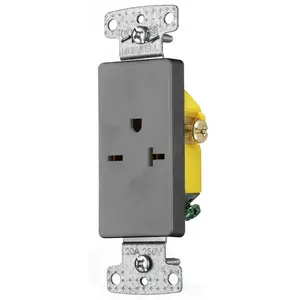 Image of RRD205GY TradeSelect, Single Decorator Receptacle, Self Grounding, 20A 250V, 2-Pole 3-Wire Grounding, 6-20R, Gray