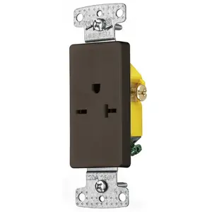 Image of RRD205 TradeSelect, Single Decorator Receptacle, Self Grounding, 20A 250V, 2-Pole 3-Wire Grounding, 6-20R, Brown