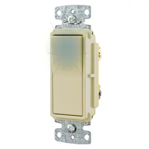 Image of RSD315ILI TradeSelect, Decorator Switch, Residential Grade, Rocker Switch, General Purpose AC, Illuminated Three Way, 15A 120/277V AC, Push and Side Wired