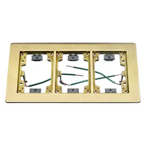 Image of SB3085W 3-Gang Flat Flange with Grounding Wire, Rectangular, 6.00" X 11.43", Brushed Brass