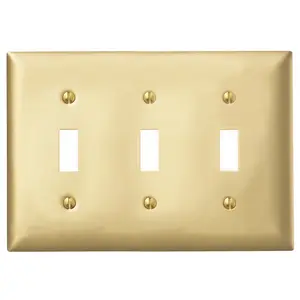 Image of SBP3 Wallplates and Boxes, Metallic Plates, 3- Gang, 3) Toggles, Standard Size, Brass Plated Steel