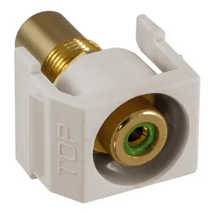 Image of SFRCGNROW Recessed RCA Connector, Green Insulator, Office White Housing