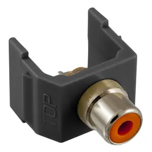 Image of SFRCORBK RCA Connector, Solder Termination, Orange Insulator, Black Housing