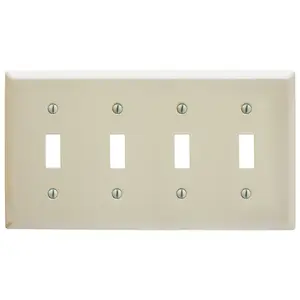 Image of SP4AL Wallplates and Boxes, Metallic Plates, 4- Gang, 4) Toggle Openings, Standard Size, Almond Painted Steel