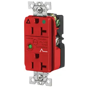 Image of SP83IGRA Circuit Watch Surge Suppression Straight Blade Receptacle, Hospital Grade, Isolated Ground, 20A 125V, 2-Pole 3-Wire Grounding, 5-20R, Red