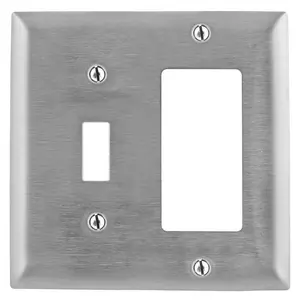 Image of SS126L Wallplates and Boxes, Metallic Plates, 2- Gang, 1) Toggle Opening 1) GFCI Opening, 430 Stainless Steel