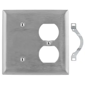 Image of SS148 Wallplates and Boxes, Metallic Plates, 2- Gang, 1) Blank 1) Duplex Opening, Standard Size, Stainless Steel