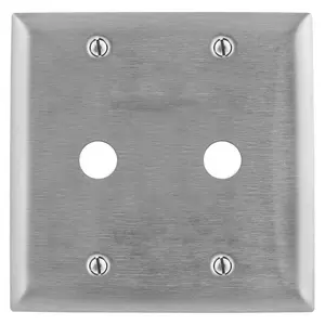 Image of SS22 Wallplates and Boxes, Metallic Plates, 2- Gang, 2) .64" Openings, Stainless Steel