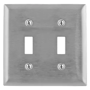 Image of SS2 Wallplates and Boxes, Metallic Plates, 2- Gang, 2) Toggle Openings, Standard Size, Stainless Steel