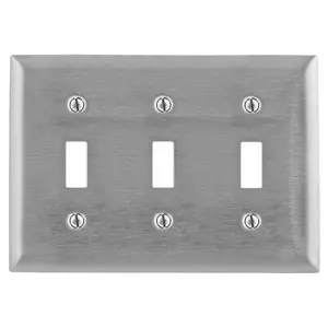 Image of SS3L Wallplates and Boxes, Metallic Plates, 3- Gang, 3) Toggle Openings, 430 Stainless Steel