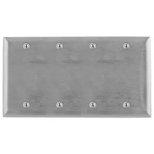 Image of SS43 Wallplates and Boxes, Metallic Plates, 4- Gang, Blank, Standard Size, Stainless Steel