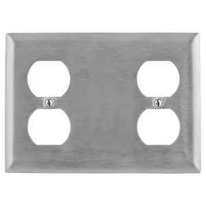 Image of SS8147 Wallplates and Boxes, Metallic Plates, 3- Gang, 1) Duplex 1) Blank, 1) Duplex, Standard Size, Stainless Steel