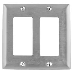 Image of SSJ262 Wallplates and Boxes, Metallic Plates, 2- Gang, 2) GFCI Openings, Jumbo, Stainless Steel