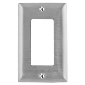 Image of SSJ26 Wallplates and Boxes, Metallic Plates, 1- Gang, 1) GFCI Opening, Jumbo, Stainless Steel