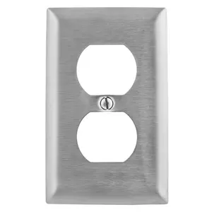 Image of SSJ8 Wallplates and Boxes, Metallic Plates, 1- Gang, 1) Duplex Opening, Jumbo, Stainless Steel